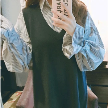 Novo 2021 Jesen Pomlad žensko Bluzo Priložnostne Modi korejskem Slogu Majica Divje Flare Rokav Obleke Lady Tunika Vrhovi BL1631