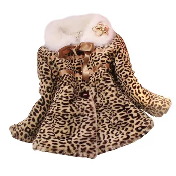 2020 Nove Vroče Prodaje Dekleta Leopard umetno lisica krzno ovratnik plašč Pozimi obrabe, Otroci baby Otrok vrhnja oblačila jakne