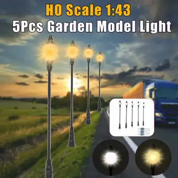 5pcs 1:43 Model Železniške Lučka Street Light Vrt Dekor Mikro Krajine Lamppost Model