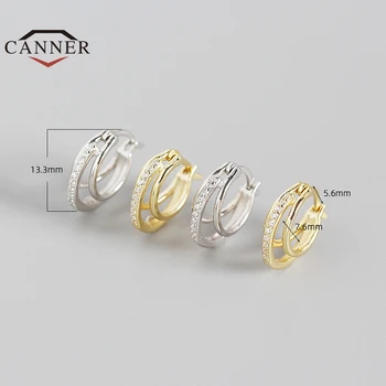 CANNER Geometrijske Tri-prstan diamant Uho Sponke 925 Sterling Srebro Hoop Uhani Za Ženske Piercing Earings Nakit Pendientes