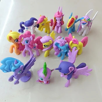 13Pcs/set Moj Pony figuric srčkan konjske Garaža kompleti Igrače PVC Lutke Rojstni dan torta dekoracijo otroško darilo