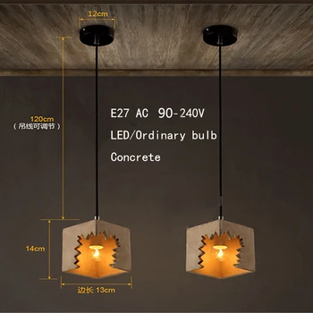 Industrijska letnik konkretne visi žarnice E27 LED Evropi cementa obesek svetlobe s 3 slogi kuhinja restavracija, kavarna salonu