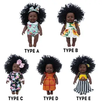 Črna Lutka Afriške Dekle Baby Doll Najboljše Darilo Igrača, S oblačila za 3-6 Let Stari Otroci Najboljše Darilo Igrača Božična Darila 30 CM