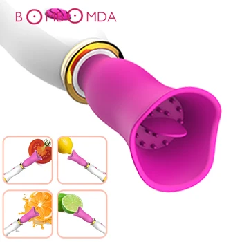 BOMBOMDA 12 Hitrosti Jezika Vibrator Prsi Massager Silikonski Klitoris Lizanje Stimulator AV Palico Sex Igrače za Žensko Masturbator
