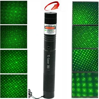 Lov na Zeleni Laser 303 Škrlatno Rdeči Laserski kazalnik Laser Pogled Višina 10000m 532nm Močno Nastavljiv Fokus Lazer s Sežiganjem