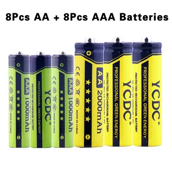 Poceni 16PCS/VELIKO NOVO Različico Baterije za ponovno Polnjenje Celic Debelo 1,2 V močni Glasnosti AA-2000mAh AAA-1000mAh Z Baterijo Primeru