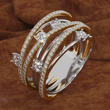 Luksuzni Ženski Kristalno Cirkon Kamna Obroč Srčkan Moda Rose Gold Barvi Ring Obljubo Ljubezni Poroko Udejstvovanje Obroči Za Ženske