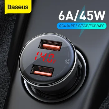 Baseus 45W Hitro Polnjenje 4.0 USB Avto Polnilec za Samsung Xiaomi 10 QC 4.0 3.0 PD 3.0 Hiter Avto Polnjenje Telefona in Avto Polnilec