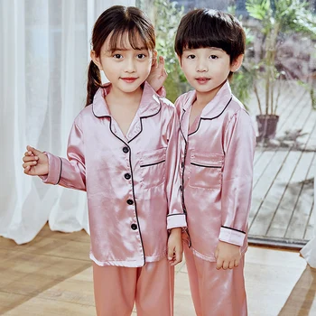 Dekleta Pižame 2019 Jeseni, Pozimi Dolg Rokav Otrok Sleepwear Nastavite Svileno Pižamo bo Ustrezala Fantje Pižame Kompleti za Otroci Trenirko Set