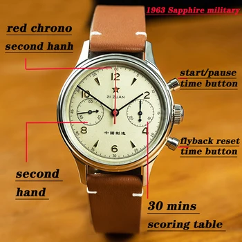 Heren Horloge Moške Galeb 1963 Gibanje Pilotni Zapestje Gledati Strani Veter Mehanske Safir Kronograf Moške Ure 2020 Luksuznih