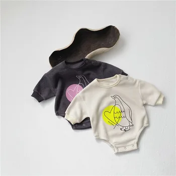 2021 Pomlad Novo Baby Dekle Bodysuits Bombaž Risanka Tiskanje Baby Boy Enega kosa Dolgimi Rokavi Jumpsuit Baby Bodysuit S Klobuk