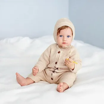 Babyboy dekle oblačila romper Novorojenega Dojenčka Baby Girl Boy Pozimi Topla Plast Plesti Romper Jumpsuit Klobuk Obleke božič baby krpo