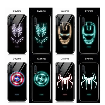 Za Huawei Nova 5 Pro Primeru Nova 5T 5i 7i P20 lite 2019 Svetlobna Avengers Marvel Žareti v Temno Kaljenega Stekla Nazaj Ohišje Pokrov
