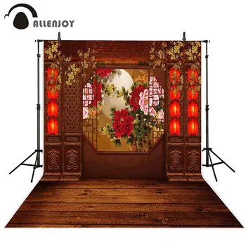 Allenjoy Kitajski slog klasični poročni vrata v ozadju za foto studio novo leto les cvet ozadje photocall photophone