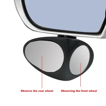 Konveksna Vzvratna Ogledala, Prikaz sprednje Kolo Avto Ogledalo 360 Vrtenja, Nastavljiv širokokotni Ogledalo 2 v 1 Avto Blind Spot Ogledalo