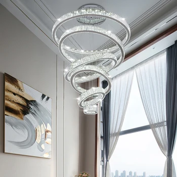 Sodobni led kristalni lestenec dnevni sobi vile luksuzni stopnišče cristal lučka velike doma dekor luç z zlato/srebro