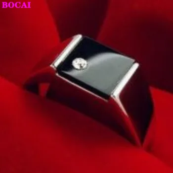 S925 sterling silver obroči za moške in ženske kvadratnih moški prstan Black naravnih agate 2020 nov modni Tajski silver obroči moški