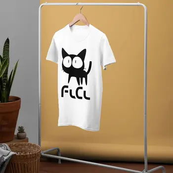 Japonska Cat Majica s kratkimi rokavi FlCL MAČKA T-Shirt XXX Srčkan Tee Majica Moški Modni Kratkimi Natisnjen Tshirt