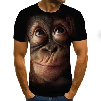 Ulica Priložnostne Orangutan Vzorec za Moške 3d T-shirt Kratek Rokav Moške Poletne Moda Vrh Živali Tiskanja 3d T-shirt Moški/ženske T-shirt