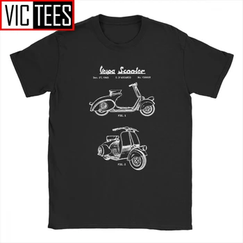 Človek je Vespa T Shirt Skuter Patent Italija Italia Edinstveno Retro Motor T-Shirt Prosti čas Oblačila Bombaž Tees Shirt Modelov