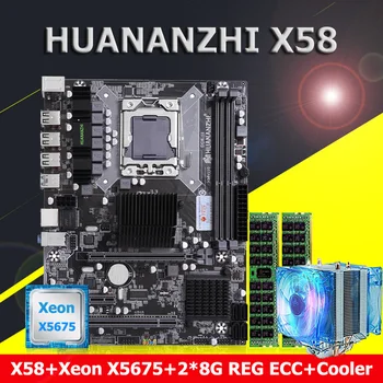 HUANANZHI X58 LGA1366 motherboard CPU Xeon X5675 3.06 GHz z hladilnik RAM-a, 16 G(2*8G) DDR3 REG ECC