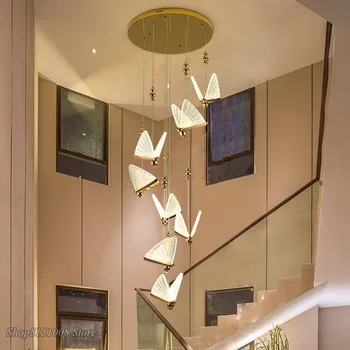 Nordijska metulj Obesek luči spalnica postelji svetilko Luksuzni viseče svetilke stairwell zaprtih prostorih jedilnico dekor svetlobna telesa