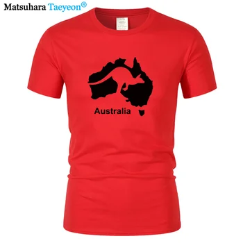 2020 Poletje harajuku Slog T-shirt Kratek Rokav Zemljevid Avstralije Kangaroo Natisnjena Tshirt Moški Bombaž Kul Vrhovi Tees fant darilo