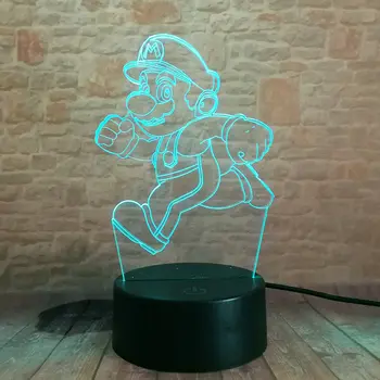 Super Bowser Koopa Model 3D Iluzije LED Nočna Pisane Utripajoča Lučka Sveti Super Yoshi Bross Anime Slika Igrače za Otroke