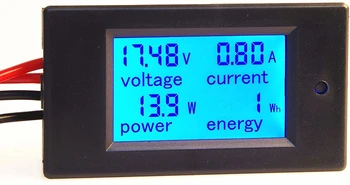 DC 6.5-100V 20A Napetost Amperage Power Energy Meter Volt DC Amp Tester Merilnik Monitor Digitalni LCD Zaslon z Modro