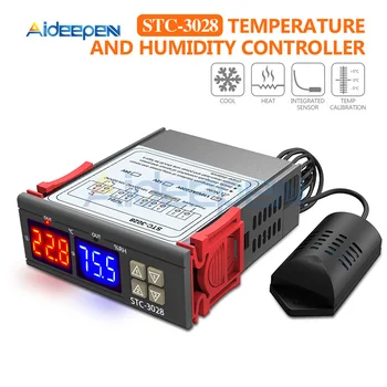 AC 110V 220V 12V 24V Dual Digital Temperatura Vlažnost Krmilnik SHT2000 STC-3028 Termostat Humidistat Therometer Higrometer