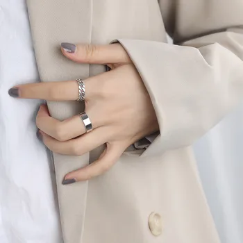 RUIYI Pravi 925 Sterling Srebro korejski Slog Dekleta Nišo Preprost Obroči Ženske Modni Super Mini Čistega Srebra Prst Tkanje Obroči