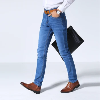 2020 Pomlad in Poletje Novih Moških Tanek Jeans Business Casual Stretch Slim Traper Hlače Svetlo Modro Črne Hlače Moške blagovne Znamke
