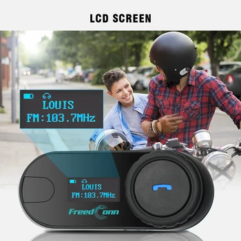 FreedConn TCOM-SC Bluetooth Motoristična Čelada Interkom Moto BT Interfonski Slušalke z LCD Zaslon, FM Radio