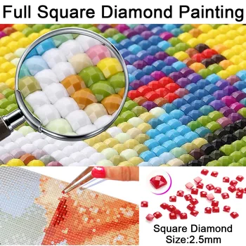 Celoten kvadratni diamond slikarstvo vezenje kristalno mozaik diamond navzkrižno šiv kompleti smolo obrti cvet dekor