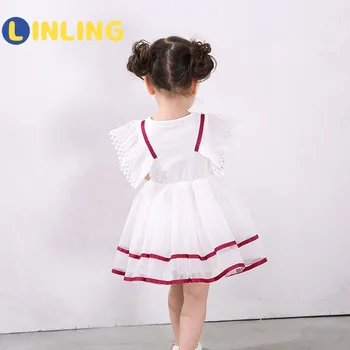 LINLING Dekleta bele Obleke Nove Sladko Princesa Obleko Baby Otroci Dekliška Oblačila Poročno zabavo, Obleke, Otroci, Oblačila V376
