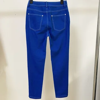 TWOTWINSTYLE Priložnostne Slim Celotno Dolžino Jeans Za Ženske Visoko Pasu Elegantno Denim Svinčnik Hlače Ženske Modni 2020 Poletne Obleke