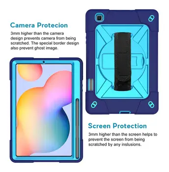 Za Samsung Galaxy Tab S6 Lite 10.4 Primeru Zajema Vrtljiv 360 Shockproof Primeru P610 P615 SM-P610 SM-P615 Funda Strani Ramenski Trak