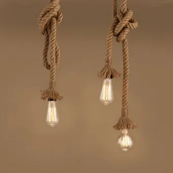 Vintage konoplja vrv obesek svetlobe Retro mansarda industrijski viseči žarnica edison žarnica doma svetlobe Dekor Svetilka