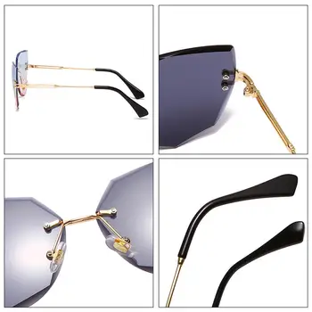 LongKeeper Rimless Diamond Odtenki sončna Očala Ženske Modne blagovne Znamke Oblikovalec Mačka Oči, sončna Očala Jasno Očala UV400