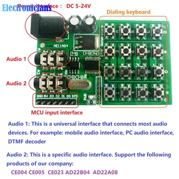 DC 5-24V DTMF Zvočni Generator Modul Govorni Kodirnik Dual Tone Oddajnik Multi-(Gumb) tipka Tipkovnica Audio Nadzorna plošča za Arduino