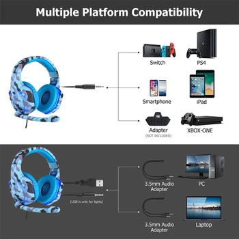 Posodobitev Prikrivanje Žične Slušalke z Mikrofonom, 50mm Zvočnika za Stereo Slušalke, Nad Uho Igralec Čelada Za PS4 Laptop PC Telefon