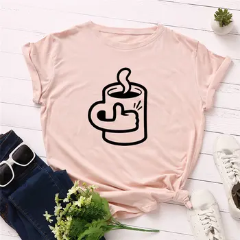 2019 Moda Plus Velikost Ženske T-shirt Bombaž Dobre Kave Tiskanih Vrh Tees Dobre kakovosti Poletje Ženska majica s kratkimi rokavi
