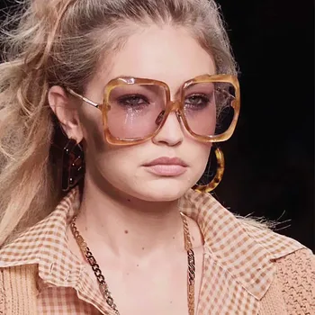 2020 nov modni kvadratnih gradient sončna očala za ženske letnik prevelik leopard tiskanja elegantna sončna očala ženski črni odtenki