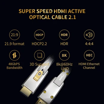 Optični kabel hdmi 4k ultra hd v visoki hitrosti HDR eARC za HD TV Box Projektor PS4 vlakna, optični hdmi 2.1 kabel 8k 10m