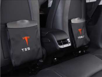 Avto Smeti Vrečko za Tesla Model S 3 X Y Leaher Ditty Sedež Nazaj Visi Skladiščenje Vrečke Lahko Smeti Koš za Smeti za Paketni prenos Dodatki