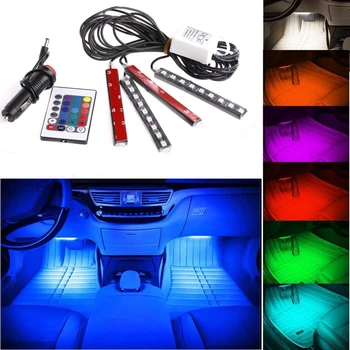 Novo 1PC Daljinski RGB Brezžični Nadzor Avto, Tovornjak 9 LED Neon Notranje zadeve Lučka Lučka za Notranje zadeve Ornamenti Avto Dodatki