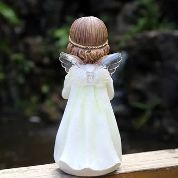 Vrt Figur Smolo Angel Kip Zunanji Dekorativni Srčkan Veren Dekle Kiparstvo Za Mizo Vrt Dekor Doma Ornament
