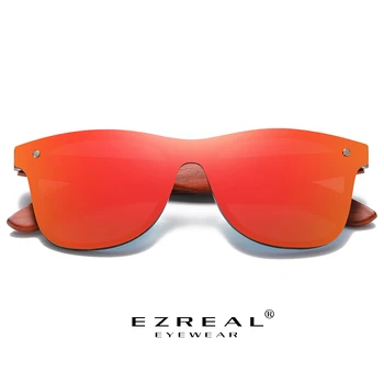 EZREAL Mens sončna Očala Polarizirana Rdeče Lesa Zrcalni Objektiv, sončna Očala Ženske blagovne Znamke Design Pisane Odtenke Ročno S5029
