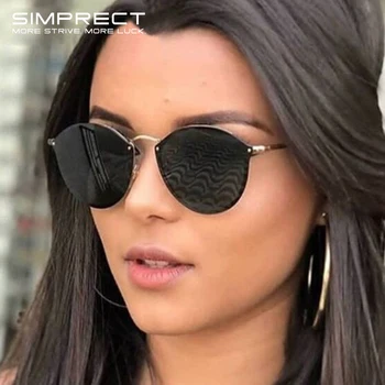 SIMPRECT Retro sončna Očala Ženske 2021 Ogledalo Roza Krog Vintage sončna Očala sončna Očala Za Ženske blagovne Znamke Oblikovalec Zonnebril Dames
