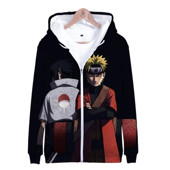 Zadrgo Kapuco Naruto 3D Moški Ženske Kapičastih Pulover Vroče Prodaje Harajuku Hip Hop Modo 3D Zadrgo Naruto Hooded Anime Sweatshirts